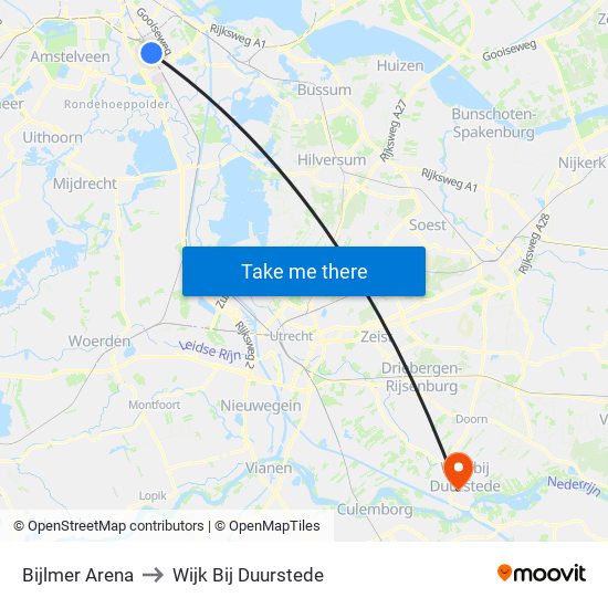 Bijlmer Arena to Wijk Bij Duurstede map