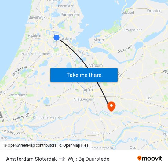 Amsterdam Sloterdijk to Wijk Bij Duurstede map