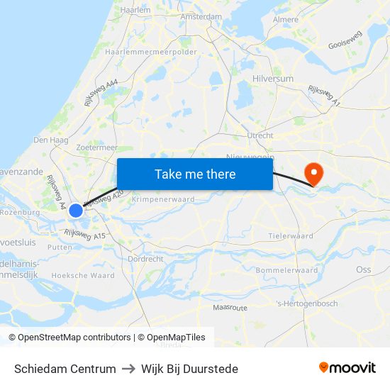 Schiedam Centrum to Wijk Bij Duurstede map