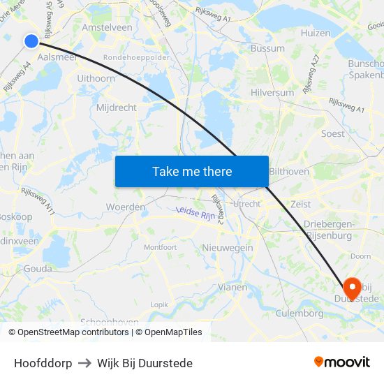 Hoofddorp to Wijk Bij Duurstede map