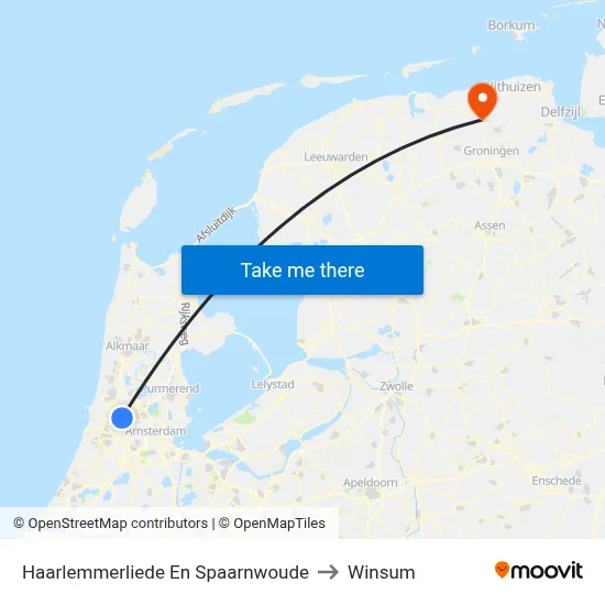 Haarlemmerliede En Spaarnwoude to Winsum map
