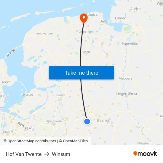 Hof Van Twente to Winsum map