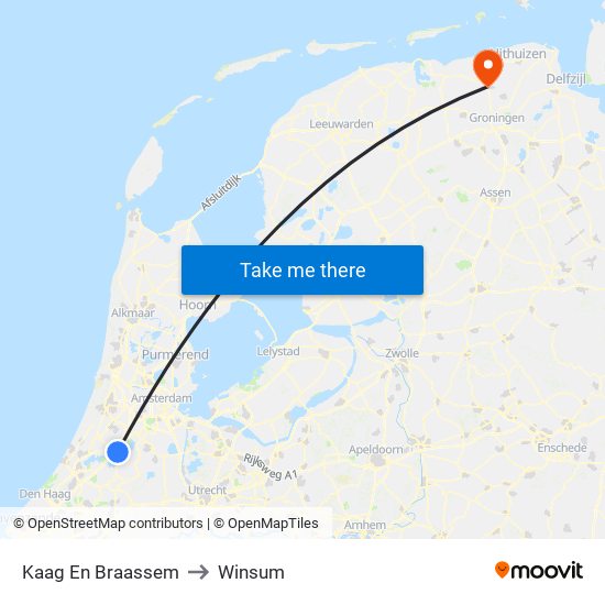 Kaag En Braassem to Winsum map