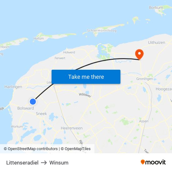 Littenseradiel to Winsum map