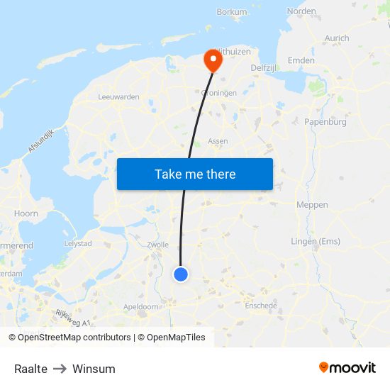 Raalte to Winsum map