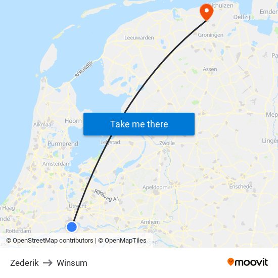 Zederik to Winsum map