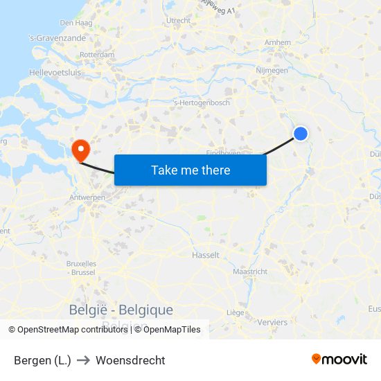 Bergen (L.) to Woensdrecht map