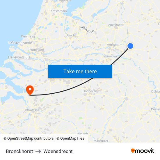 Bronckhorst to Woensdrecht map