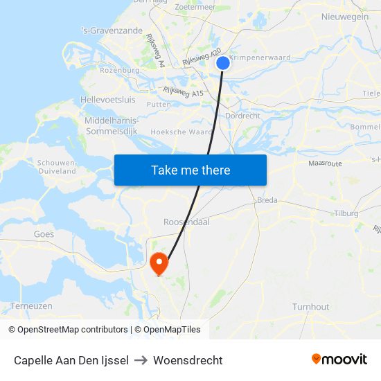 Capelle Aan Den Ijssel to Woensdrecht map