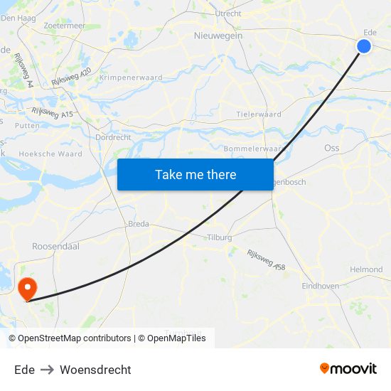 Ede to Woensdrecht map