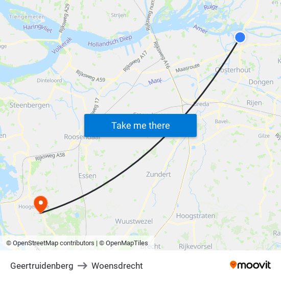 Geertruidenberg to Woensdrecht map