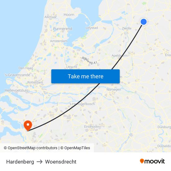 Hardenberg to Woensdrecht map