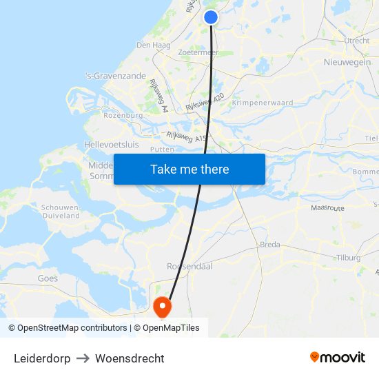 Leiderdorp to Woensdrecht map