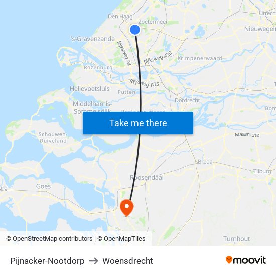 Pijnacker-Nootdorp to Woensdrecht map