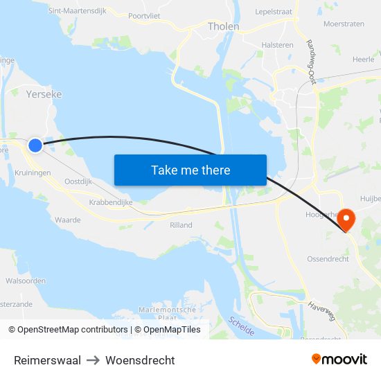 Reimerswaal to Woensdrecht map