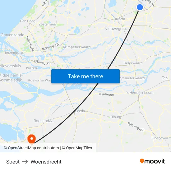 Soest to Woensdrecht map