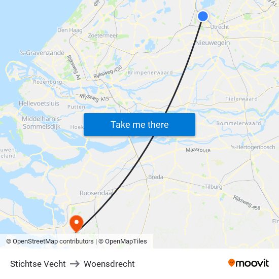 Stichtse Vecht to Woensdrecht map