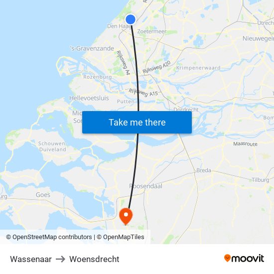 Wassenaar to Woensdrecht map