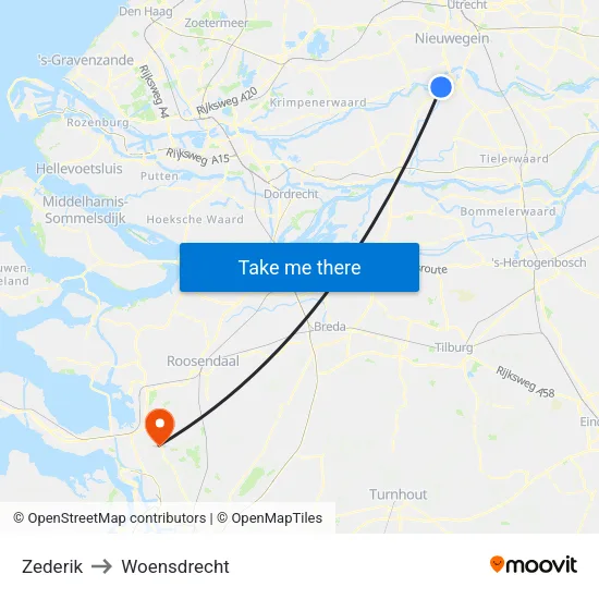 Zederik to Woensdrecht map