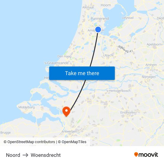 Noord to Woensdrecht map