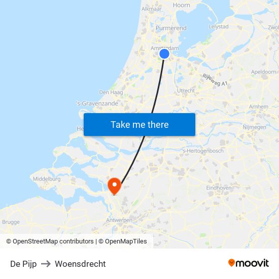 De Pijp to Woensdrecht map