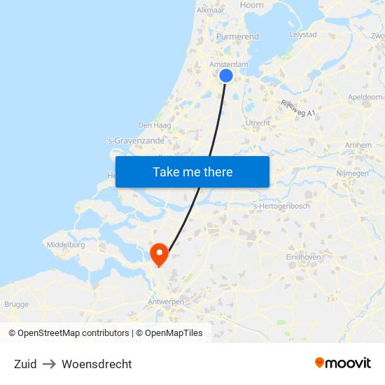 Zuid to Woensdrecht map