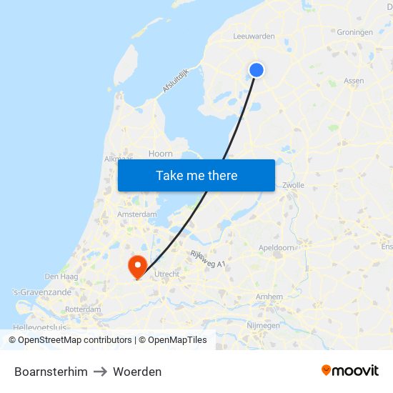 Boarnsterhim to Woerden map