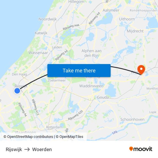 Rijswijk to Woerden map