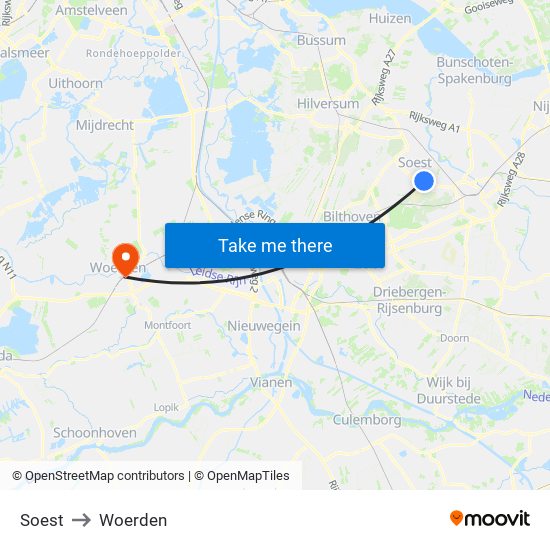 Soest to Woerden map