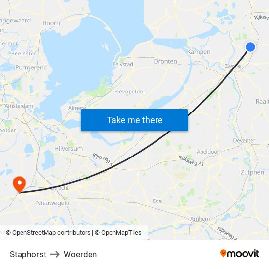 Staphorst to Woerden map