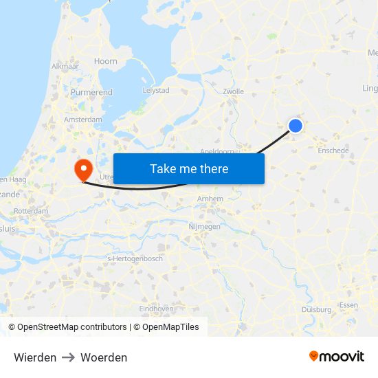 Wierden to Woerden map