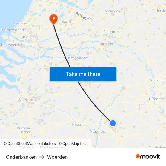 Onderbanken to Woerden map