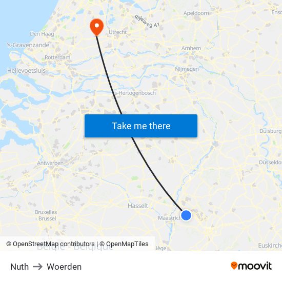 Nuth to Woerden map