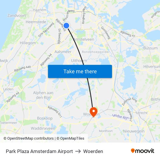 Park Plaza Amsterdam Airport to Woerden map