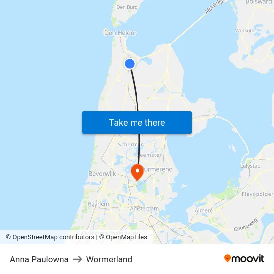 Anna Paulowna to Wormerland map