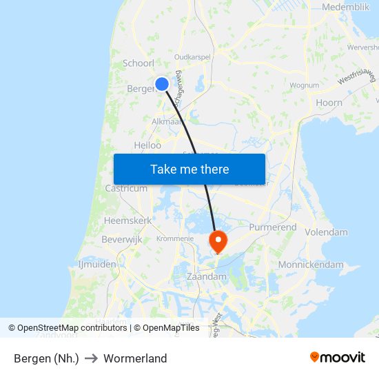 Bergen (Nh.) to Wormerland map