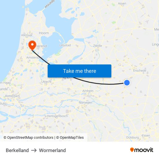 Berkelland to Wormerland map