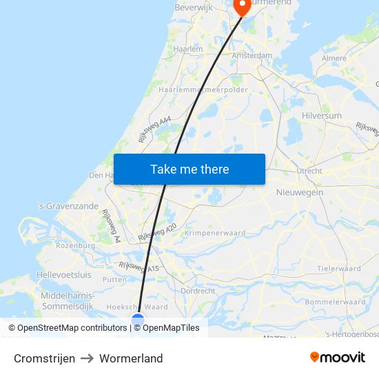 Cromstrijen to Wormerland map