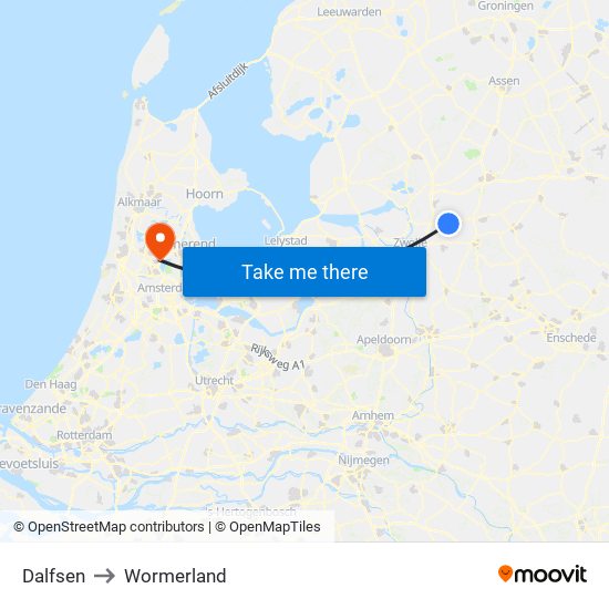 Dalfsen to Wormerland map