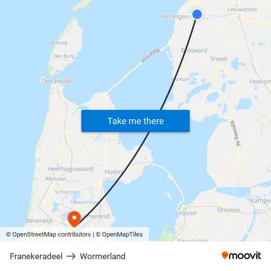 Franekeradeel to Wormerland map