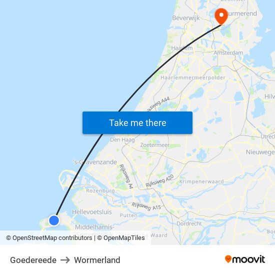 Goedereede to Wormerland map