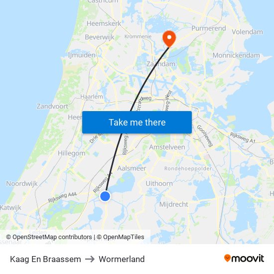 Kaag En Braassem to Wormerland map