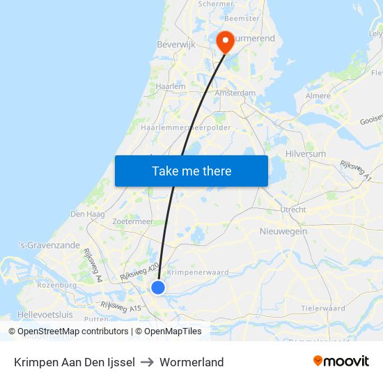 Krimpen Aan Den Ijssel to Wormerland map