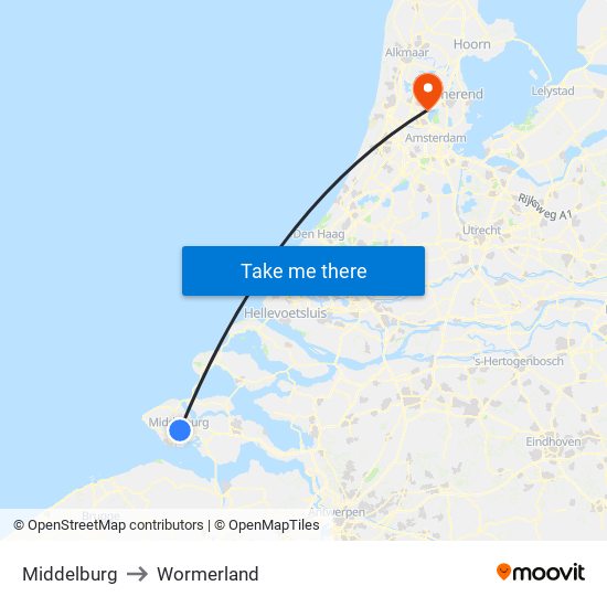 Middelburg to Wormerland map