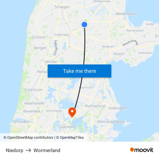 Niedorp to Wormerland map