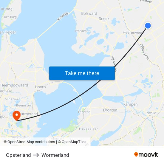 Opsterland to Wormerland map