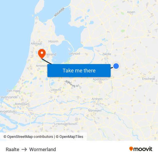 Raalte to Wormerland map