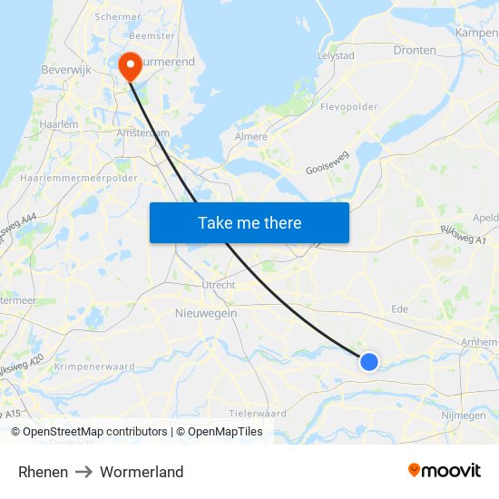 Rhenen to Wormerland map