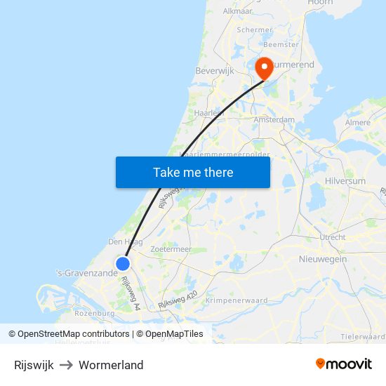 Rijswijk to Wormerland map