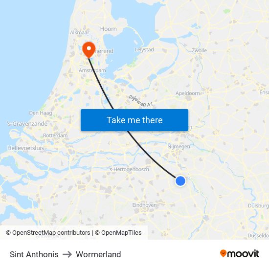 Sint Anthonis to Wormerland map